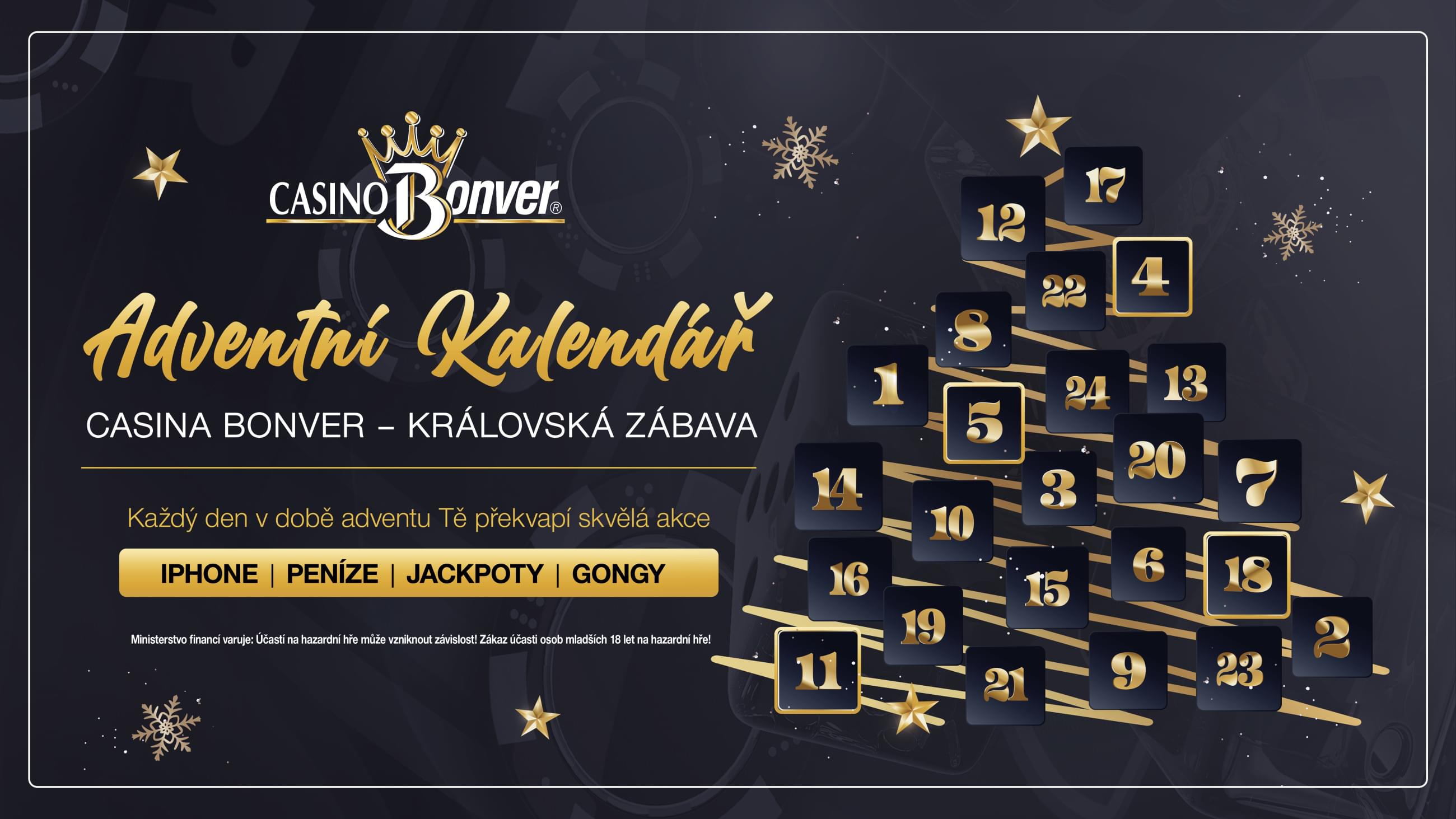 Adventní kalendář Bonver, Stromeček s daty, hvězdičky, sněhové vločky