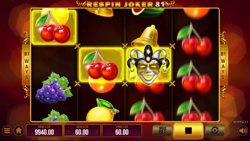 respin joker 81 screenshot hry, joker, zvoneček, ovocné symboly