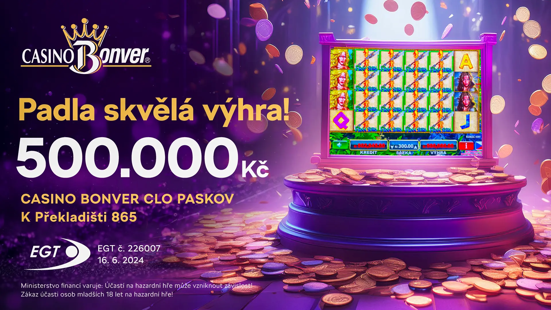 Top výhra v Casinu Bonver Paskov !