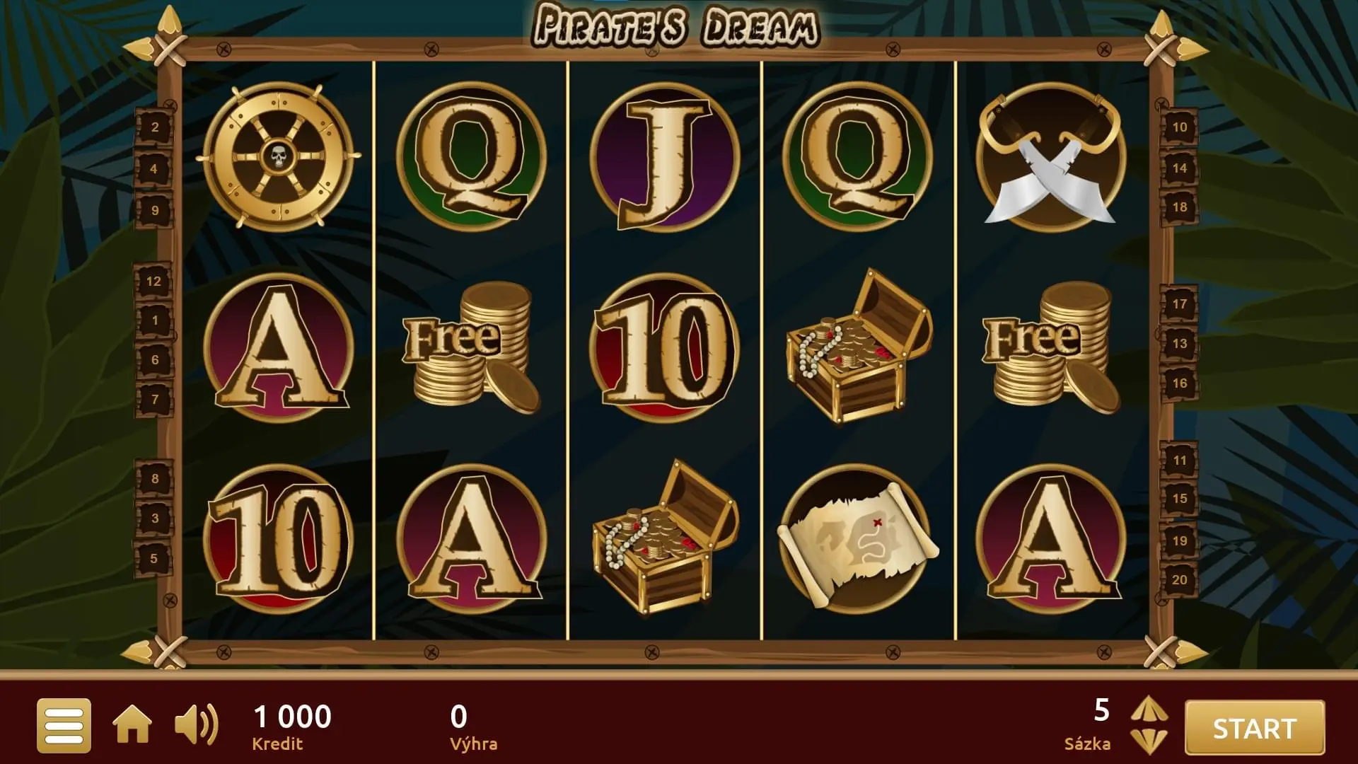 Pirates dream hra pro VLT MLT ONE, screenshot