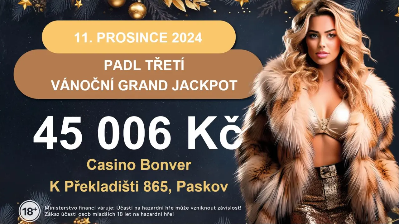 Třetí Vánoční Grand Jackpot padl v Casinu Bonver Paskov!