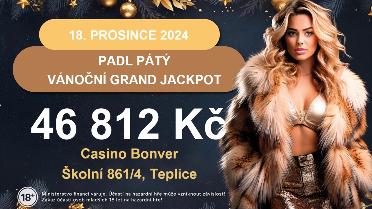 Pátý vánoční Grand Jackpot padl v Casinu Bonver Kostka v Teplicích!